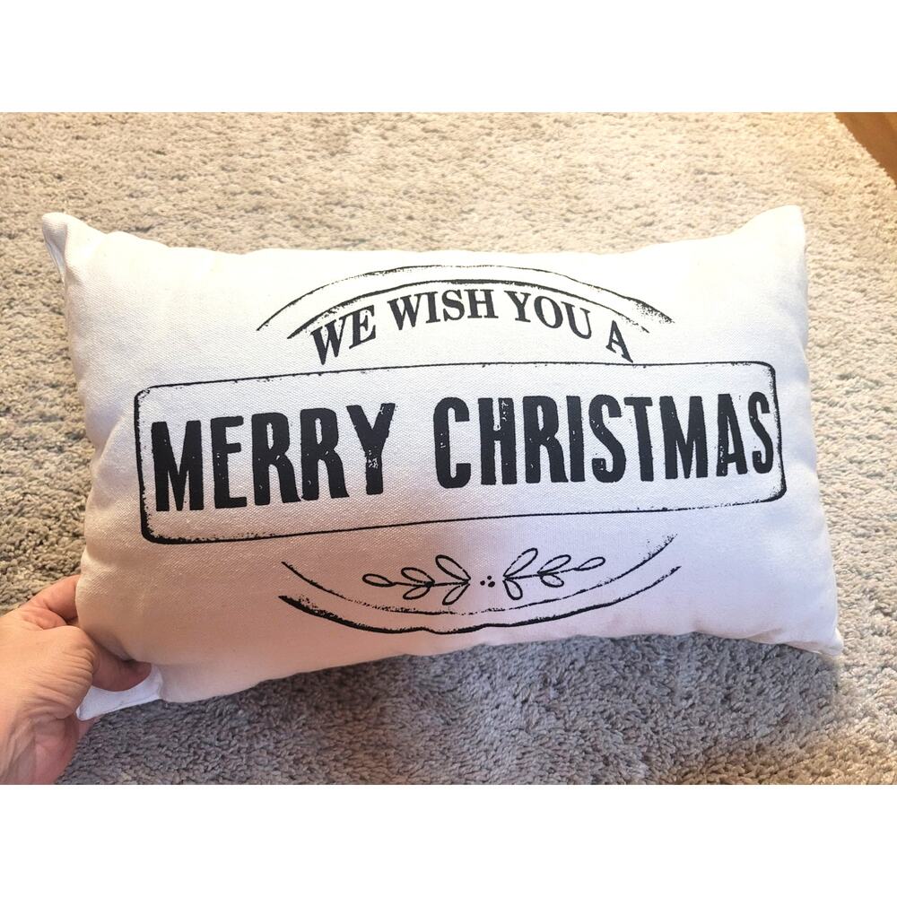 Farmhouse Merry Christmas Decorative Pillow Neutral Holiday Decor